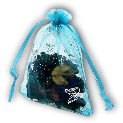 Organza zakjes hemels blauw met vlinders - 11x16 cm 100 stuks / cadeauzakjes