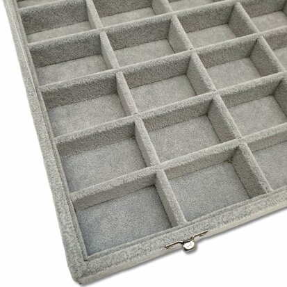 Jewelry box 36 compartments Gray with lid