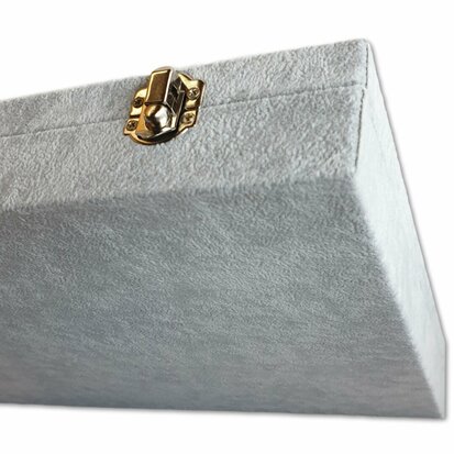 Jewelry box / Storage box Gray velvet with lid 24 compartments / jewelry display