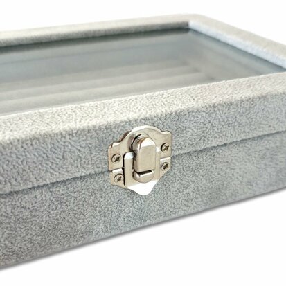 Ring box - gray - with lid - 23x15x5 cm - small