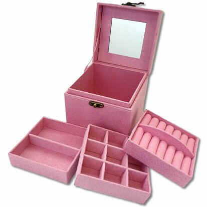 Jewelry box / jewelry box square light pink