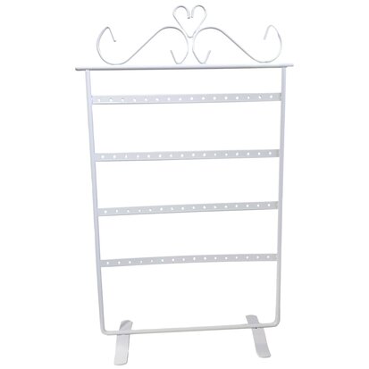 Earring rack - White - 32 pairs - 21x9x37cm - Metal