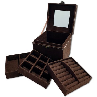 Jewelry box / jewelry box square coffee brown