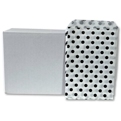 Paper bags / gift bags - 1000 pieces - 10x16 cm - white with black dots - 40 gr/m2