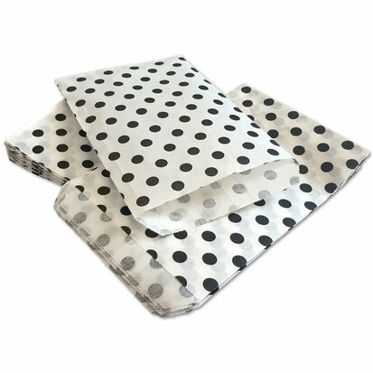 Paper bags / gift bags - 1000 pieces - 10x16 cm - white with black dots - 40 gr/m2