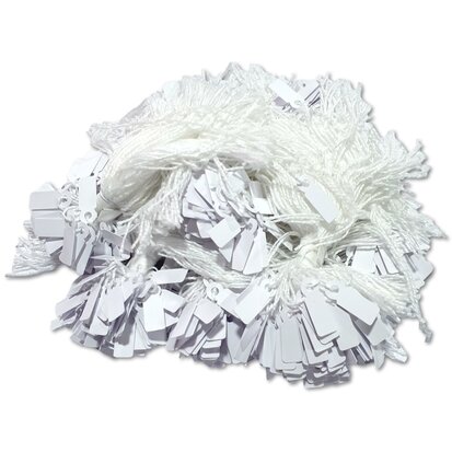 Small price tags with cord - 7x19 mm - 200 pieces - White - price labels