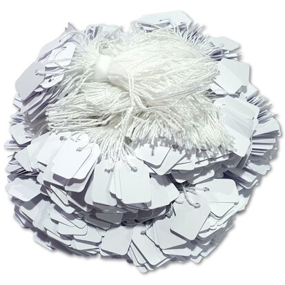 Small price tags with cord - 13x20 mm - 200 pieces - White - price labels