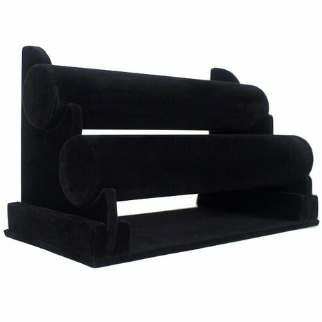 Bracelet holder - 2 Rolls - Black velvet - 27.5x15x16.5 cm / Jewelery holder