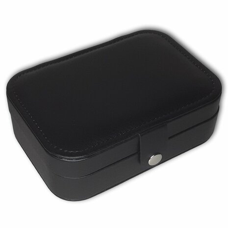 Jewelery box - black - with mirror and press stud for traveling