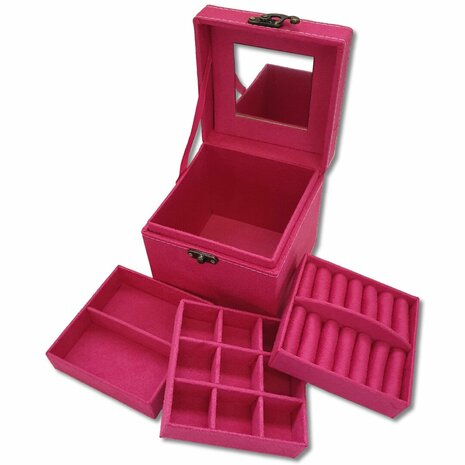 Jewelry box / jewelry box square fuchsia pink