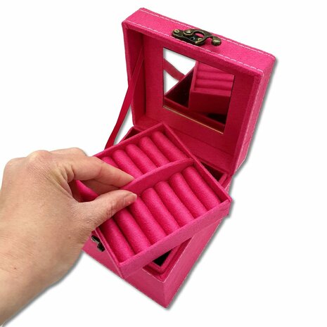 Jewelry box / jewelry box square fuchsia pink